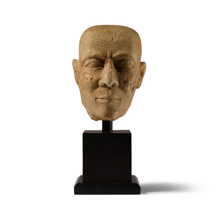 Egyptian Limestone Head of a Priest