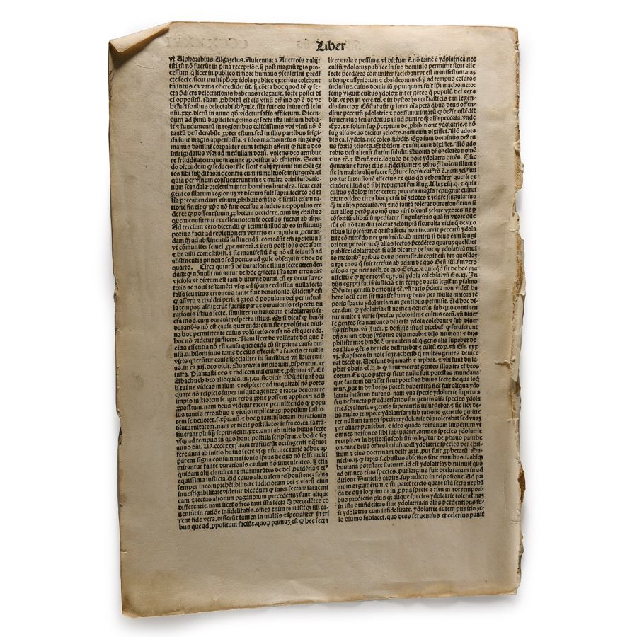 Medieval Printed Paper Bible Page by Johann Grüninger