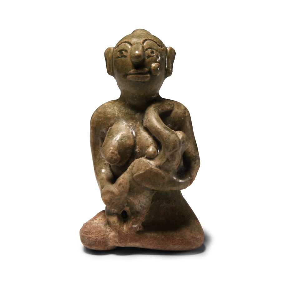 Thai Glazed Terracotta Mother and Child Figure