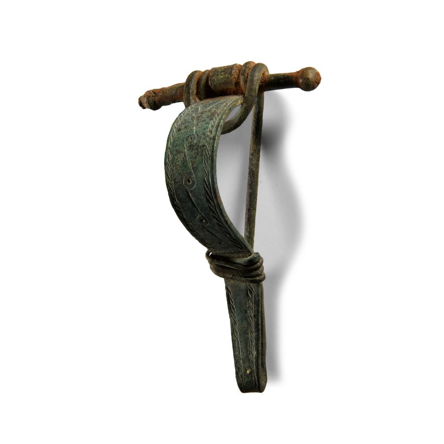 Large Roman Decorated Bronze Bow Brooch