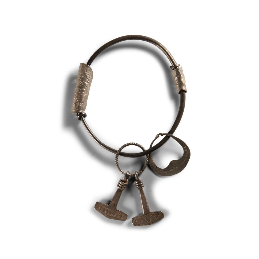 Viking Age Silver Bracelet with Pendants and Amulets