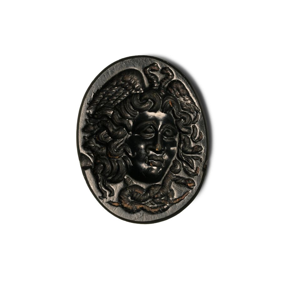 Graeco-Roman Green Jasper Gemstone with Medusa