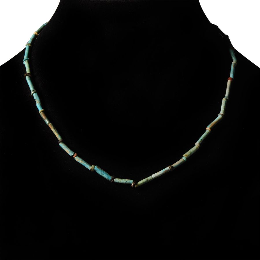 Egyptian Turquoise Faience Bead Necklace