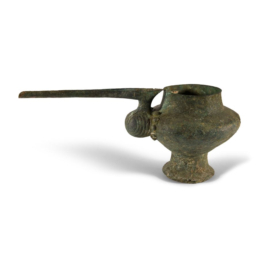 Large Amlash Bronze Spouted Libation Vessel