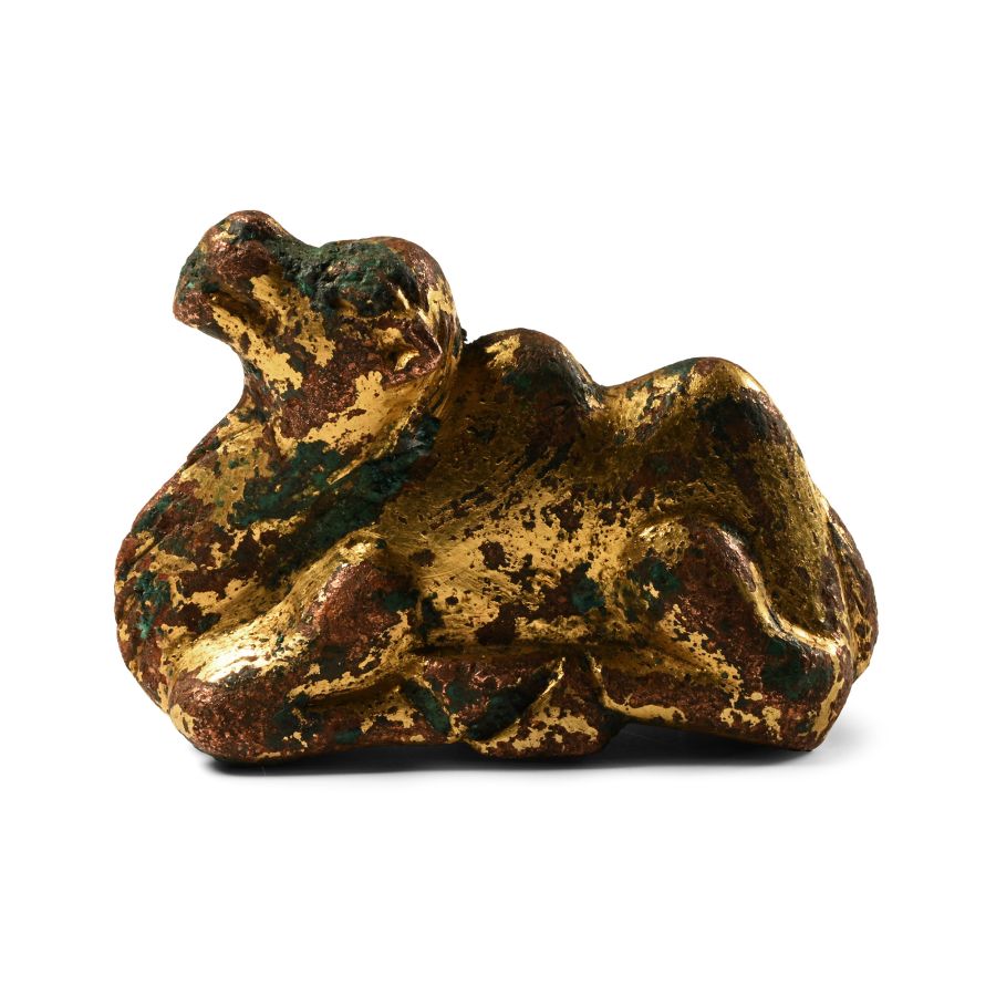 Chinese Gilt Copper Crouching Camel