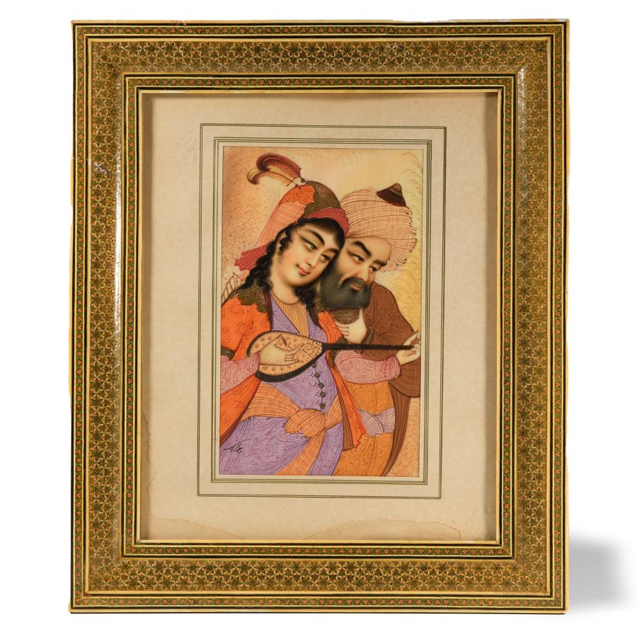 Persian Framed Painting of Lovers