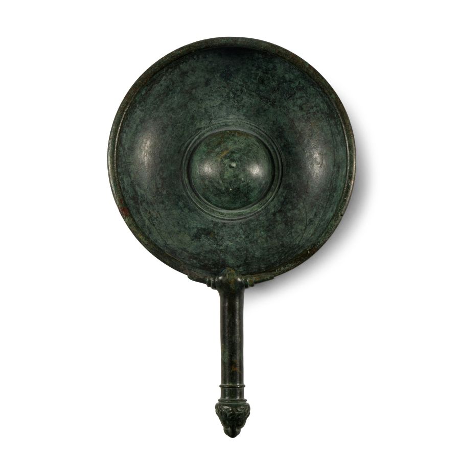 Roman Bronze Patera with Lion Head Handle
