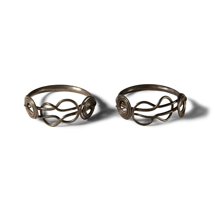 Iron Age Celtic Coiled Silver Bracelet Pair