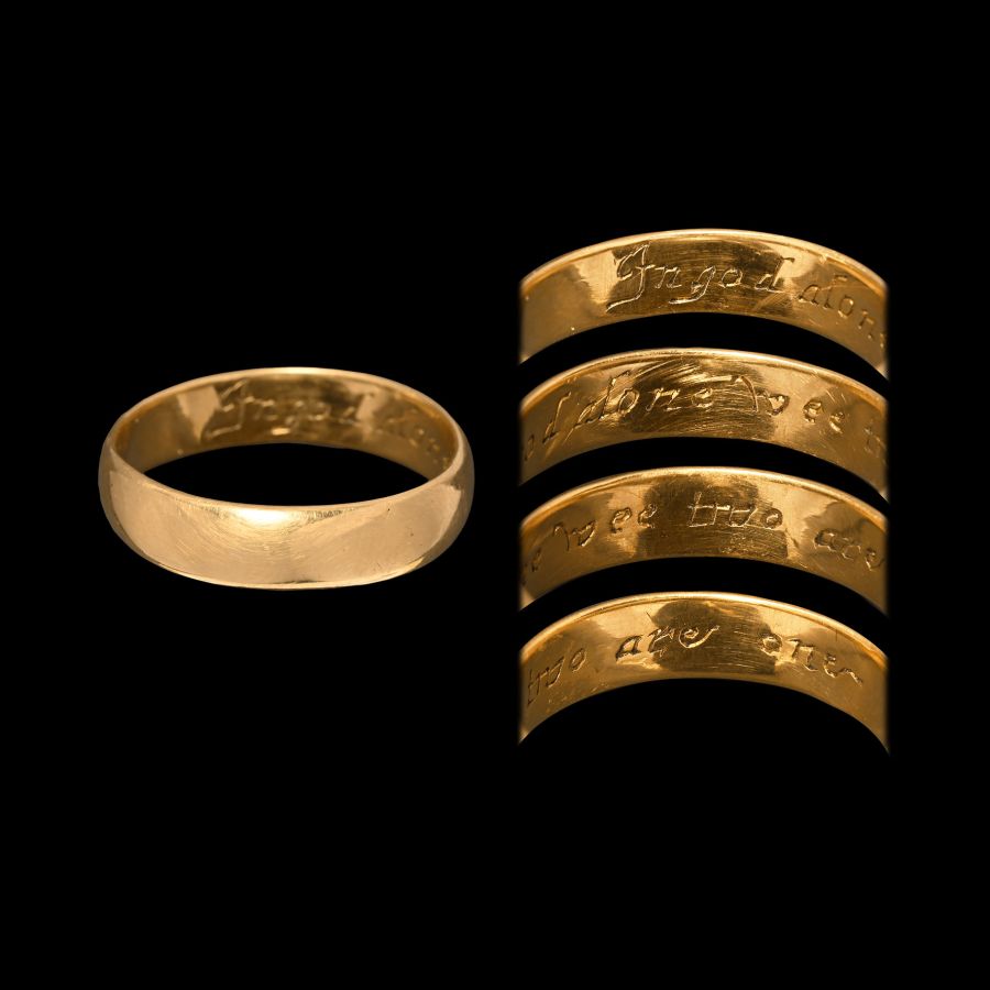 Medieval Gold 'In God Alone We Two Are One' Posy Ring