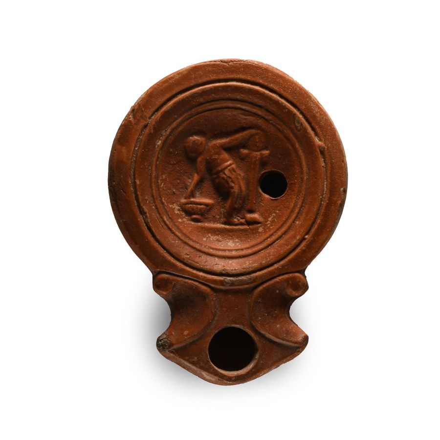 Roman Terracotta Oil Lamp with Figure