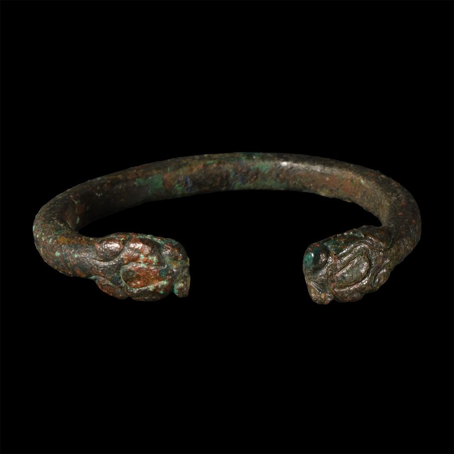 Western Asiatic Bronze Bracelet with Beast-Head Terminals