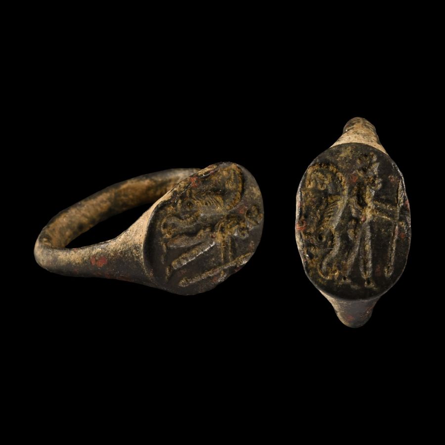 Western Asiatic Bronze Ring with Victory