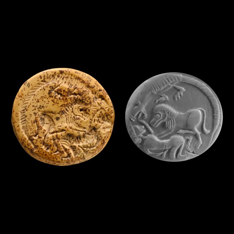 Western Asiatic Jasper Stamp Seal with Contest Scene
