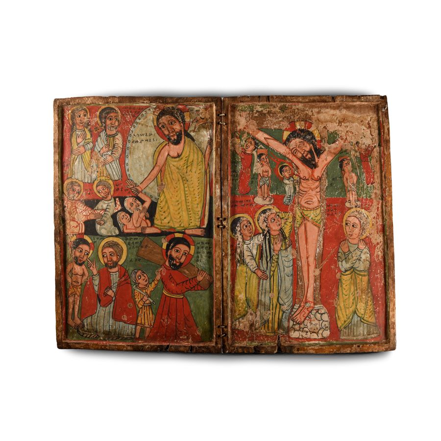 Ethiopian Diptych with Passion and Resurrection of Christ