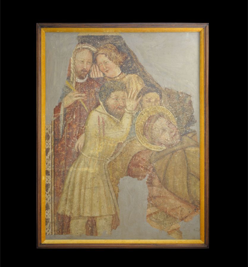 Medieval Painted Fresco Panel