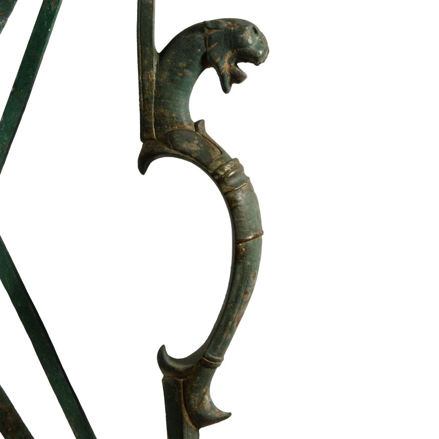 Roman Bronze Folding Tripod Table with Busts of Bacchus and Panther
