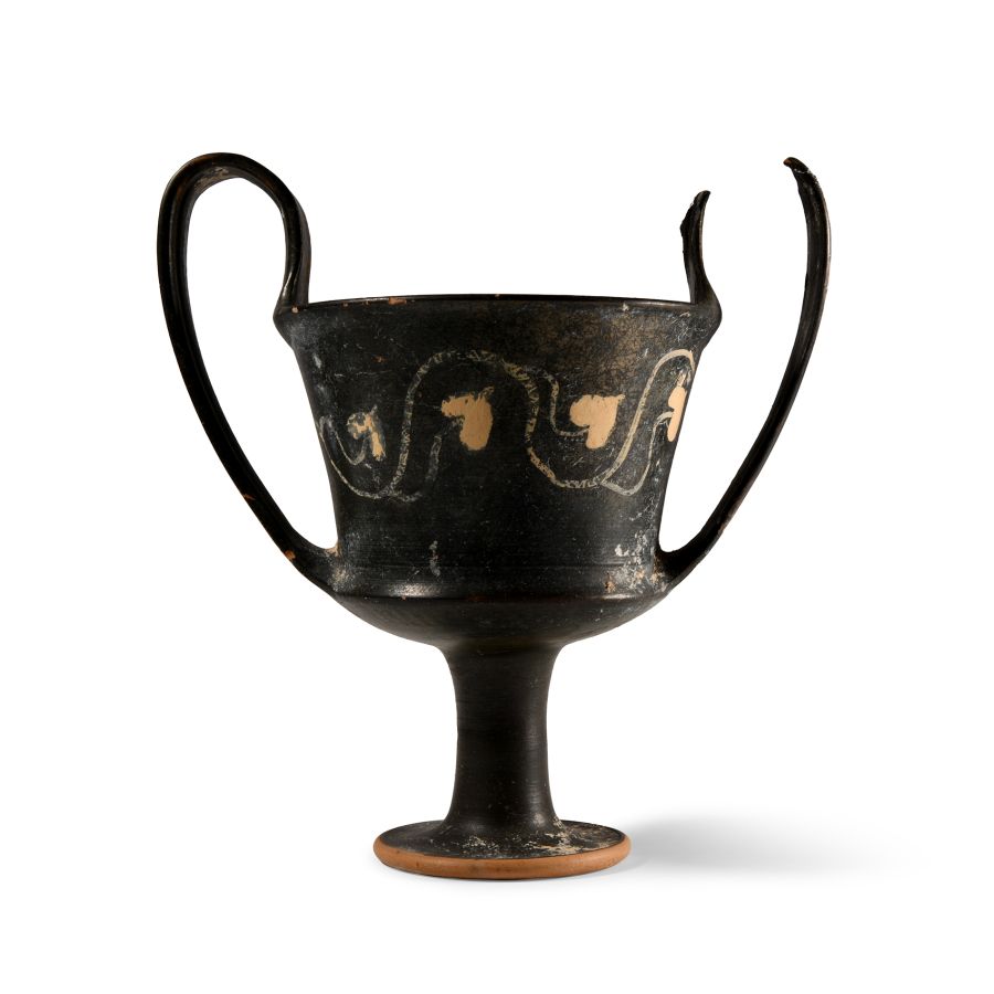 South Italian Blackware Kantharos with Ivy Branch