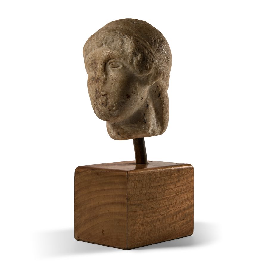 Greek Marble Head of a Kouros