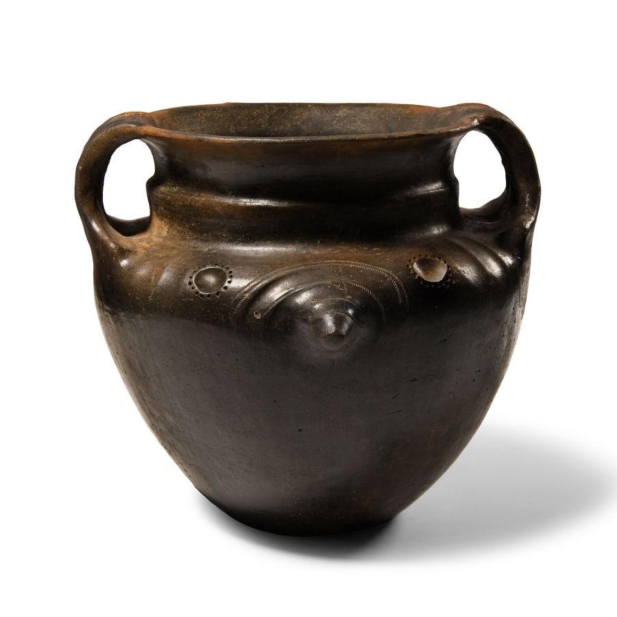 Villanovan Impasto Amphora with Anthropomorphic Decoration