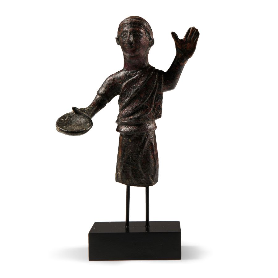 Etruscan Bronze Statuette with Offering