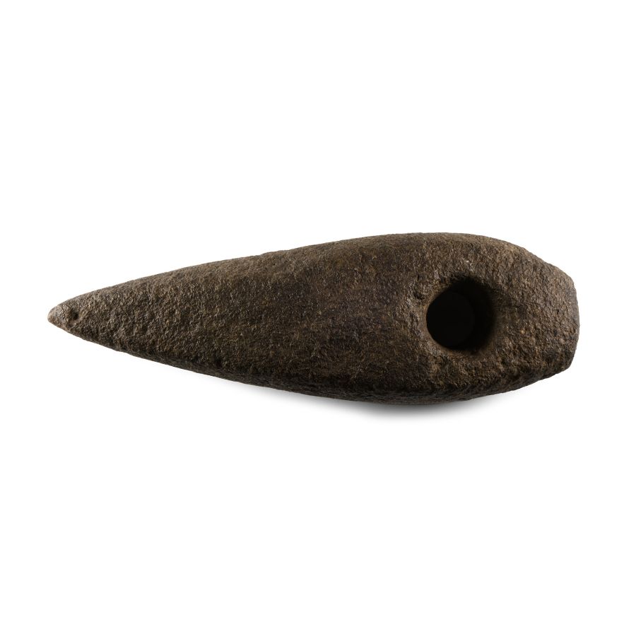 Large Stone Age Pierced Boat-Shaped Axehead