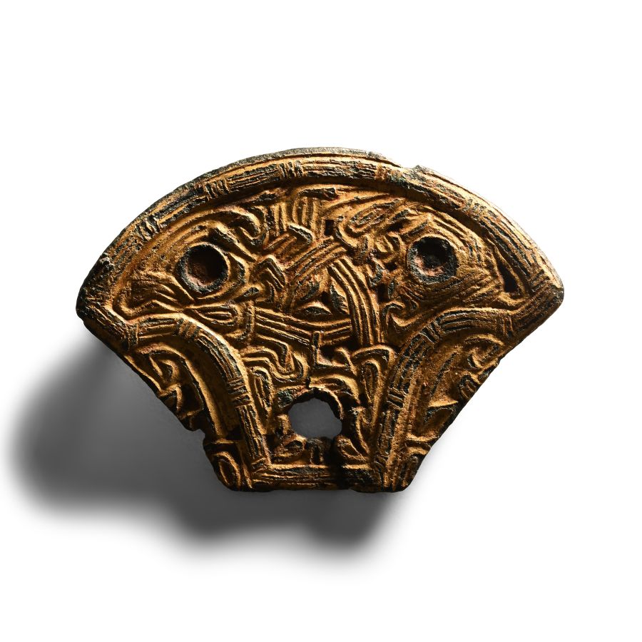 Anglo-Saxon Gilt Bronze Horse Harness Pelta Mount