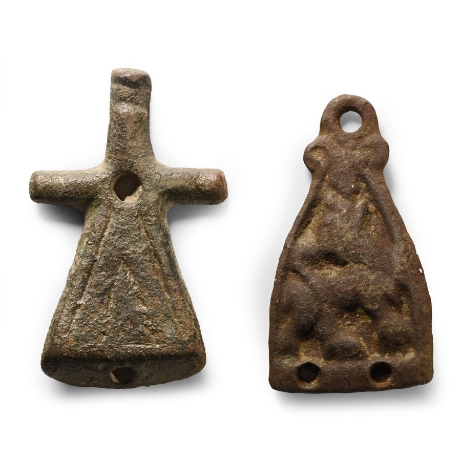 Anglo-Scandinavian Viking Bronze Stirrup Apex Mount Group