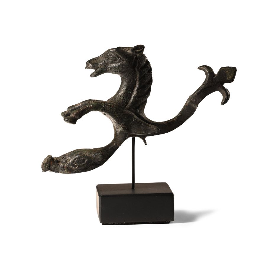 Roman Bronze Hippocampus and Dolphin Statuette