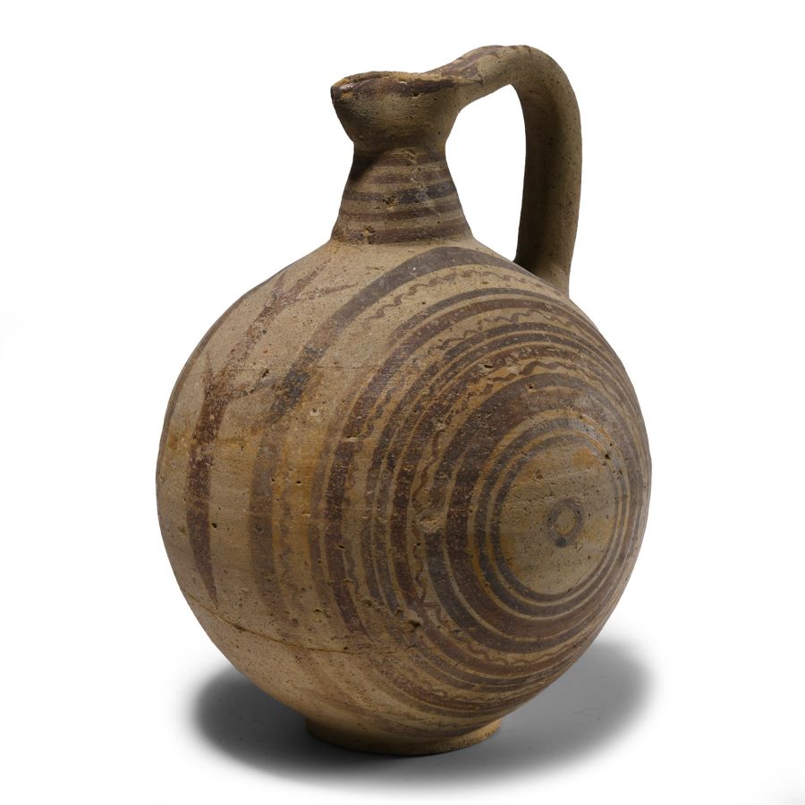 Cypriot Trefoil-Mouthed Pottery Jug with Geometric Motif