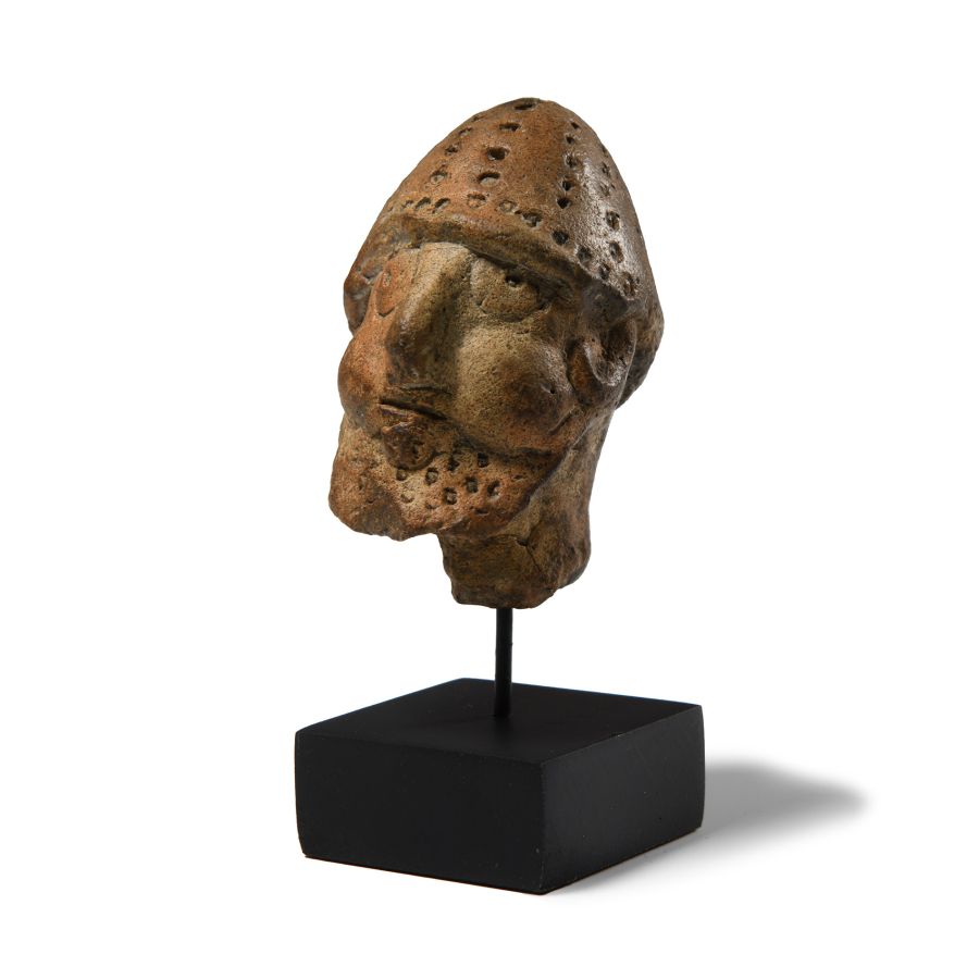 Cypriot Terracotta Head of a Warrior