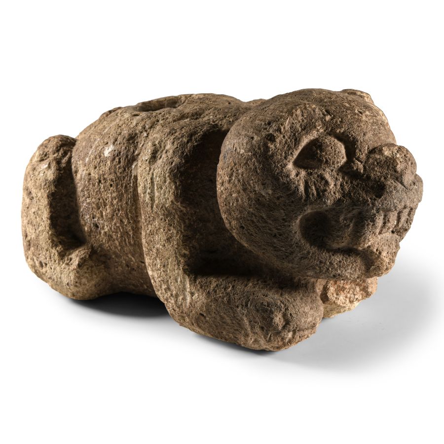 Pre-Columbian Mayan Carved Stone Panther Statue