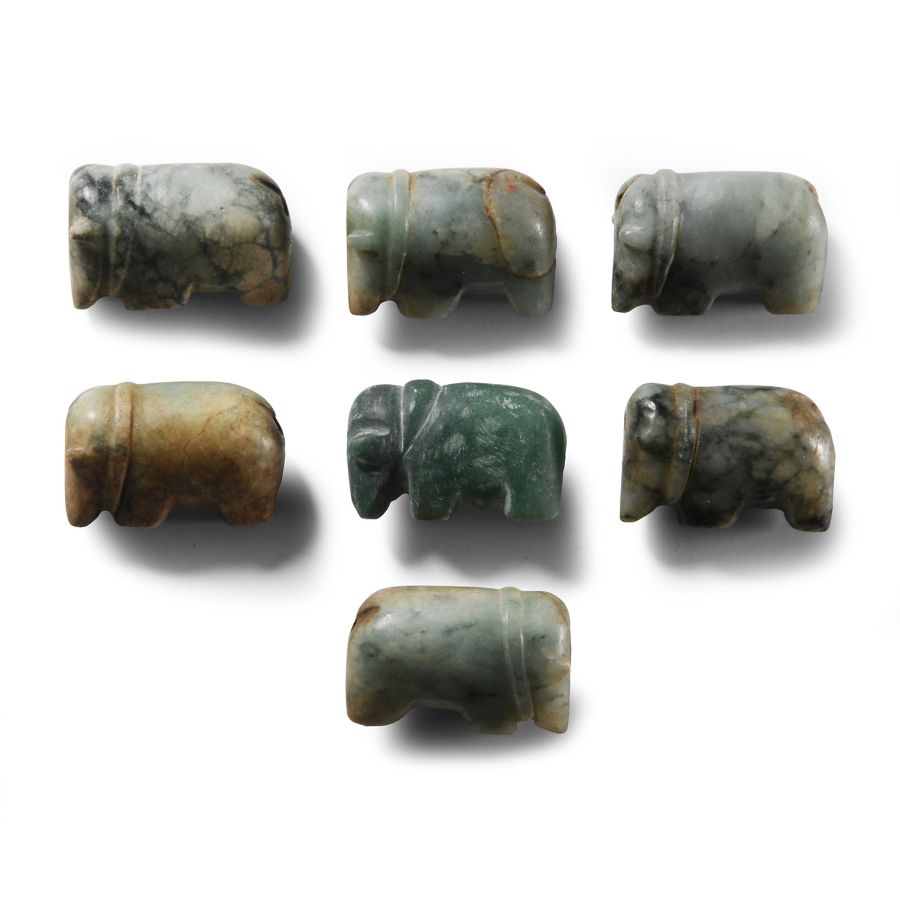 Burmese Green Stone Elephant Bead Collection