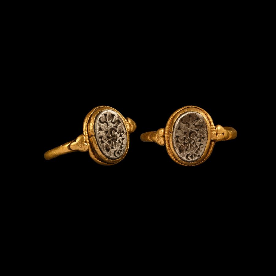 Migration Period Gold Ring with Inscribed Silver Inlay