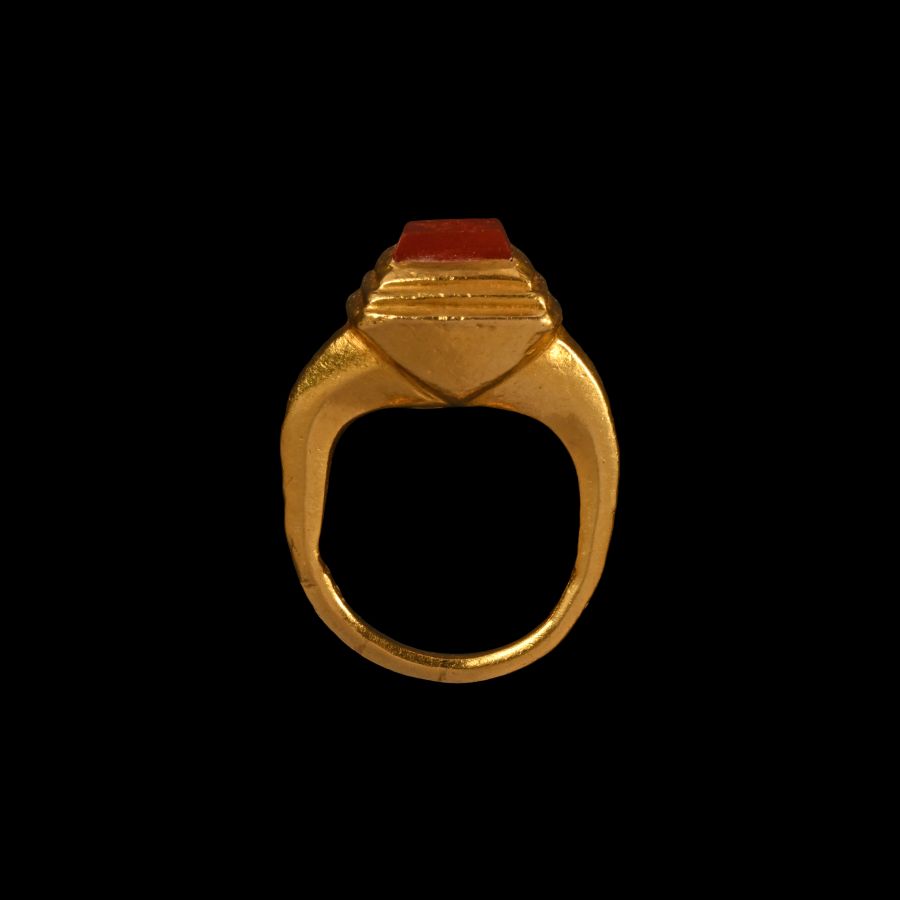 Gold Ring with Sassanian Dragon Gemstone