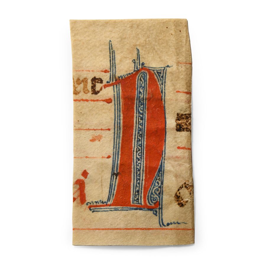 Medieval Initial 'N' Tempera on Parchment from a Choir Book