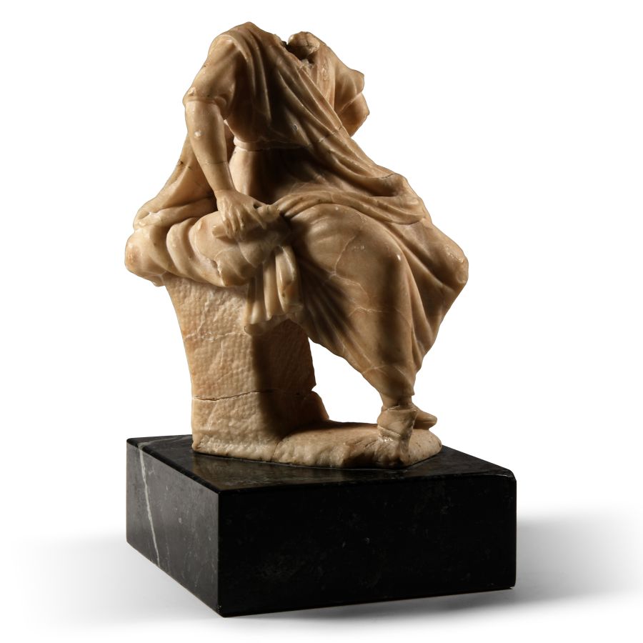 Neoclassical Marble Seated Robed Figure