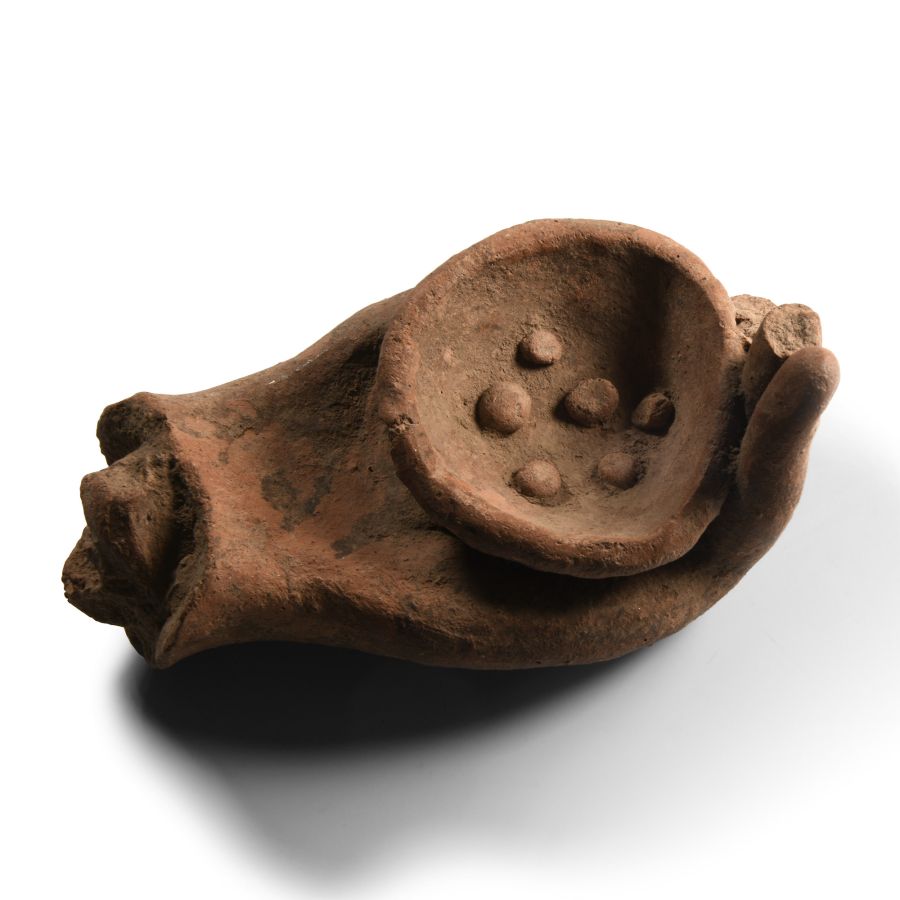 Etruscan Terracotta Hand with Offerings