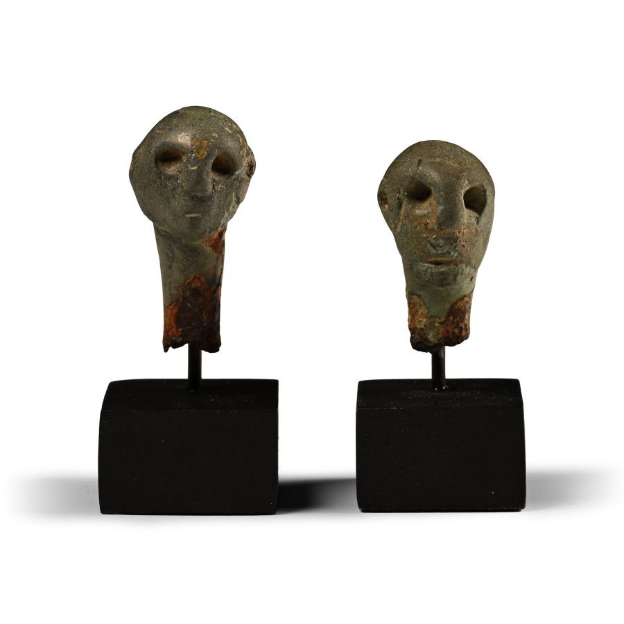 Iron Age Bronze Chariot Lynch Pin Finial Pair