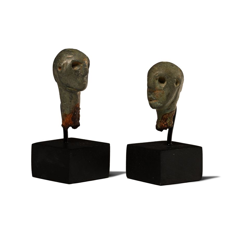 Iron Age Bronze Chariot Lynch Pin Finial Pair