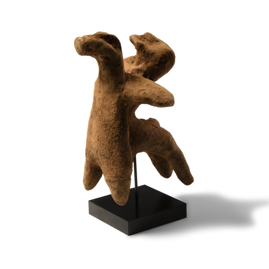 Archaic Greek Terracotta Figure of Mounted Warrior with Shield