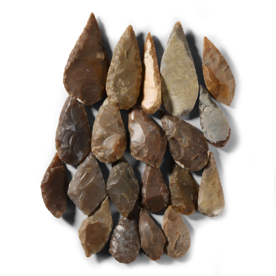 Stone Age Large Knapped Arrowhead Collection