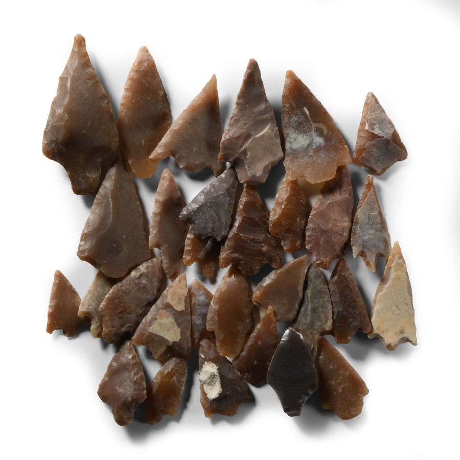 Stone Age Knapped Barbed and Tanged Arrowhead Collection