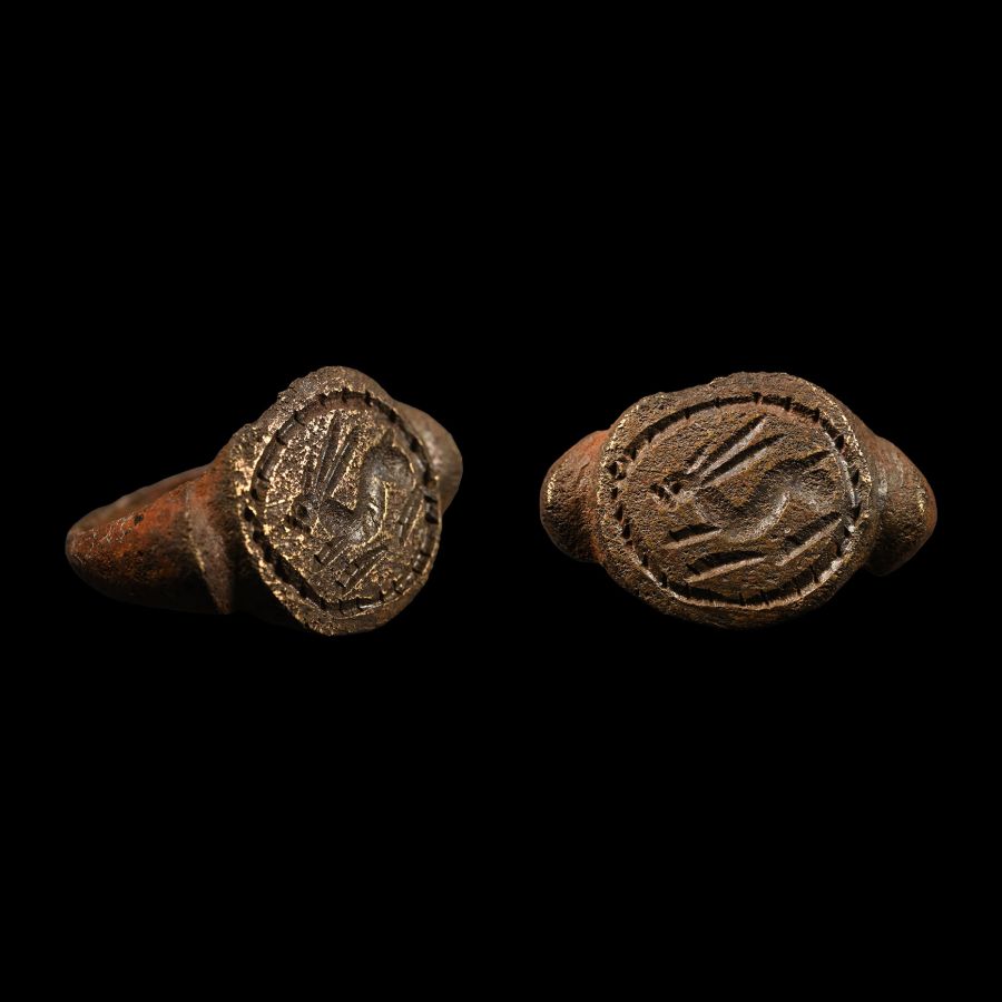 Roman Bronze Signet Ring with Hare Motif