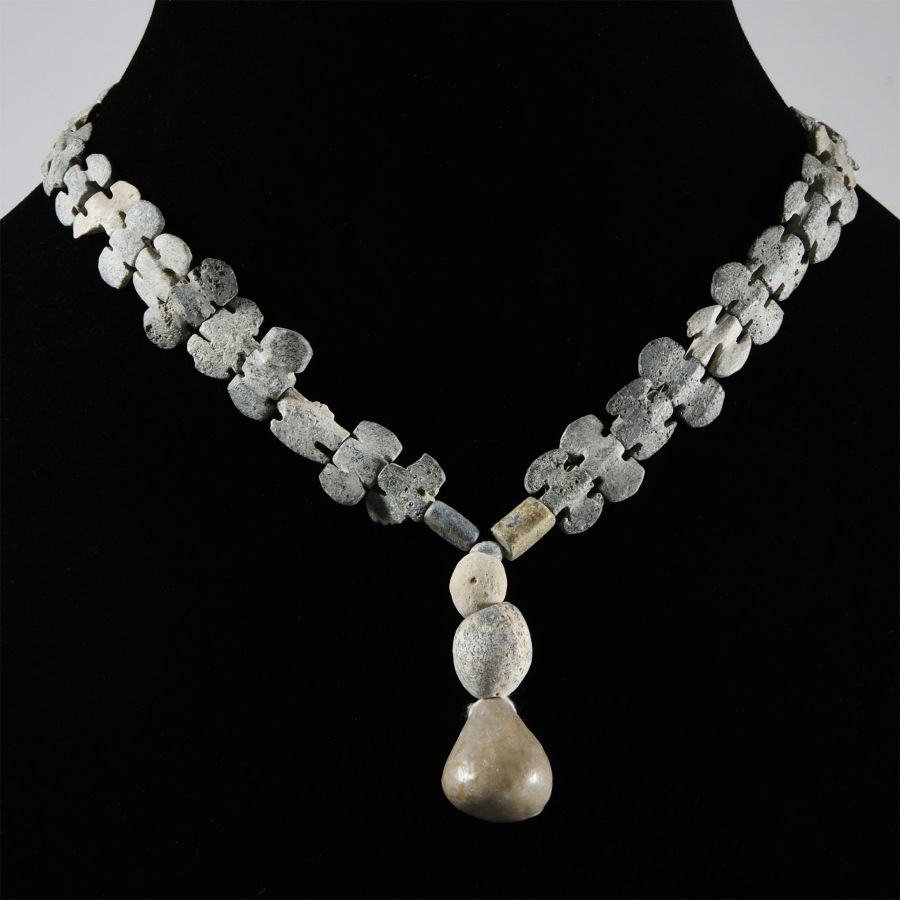 Mesopotamian Hardstone Bead Necklace with Butterfly Beads