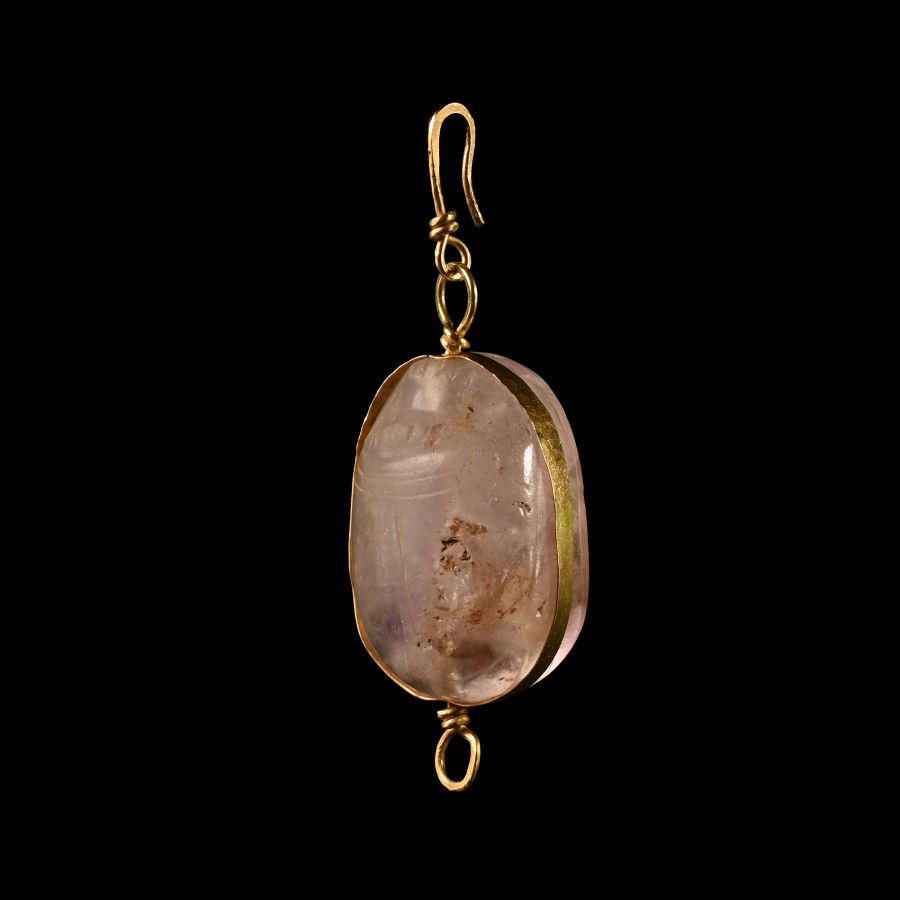 Egyptian Amethyst Scarab in Gold Frame