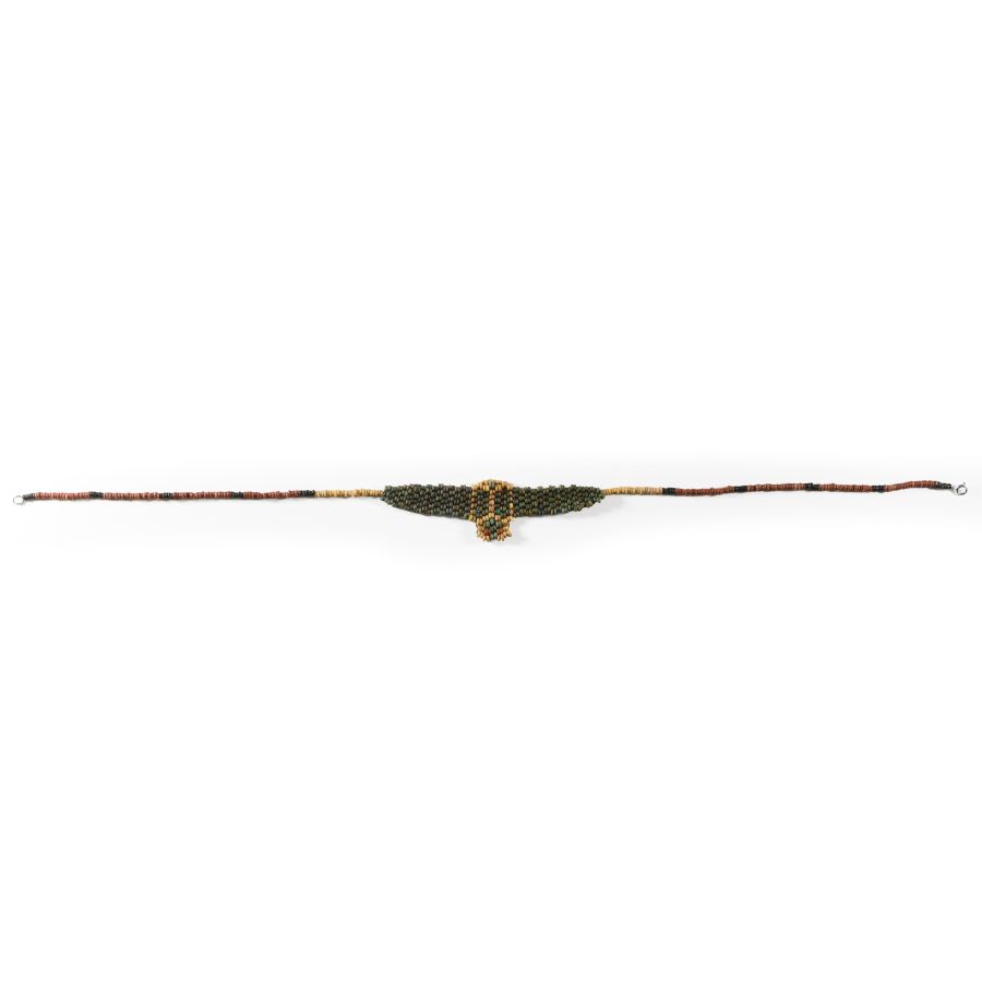 Egyptian Faience Bead Necklace with Winged Scarab Motif