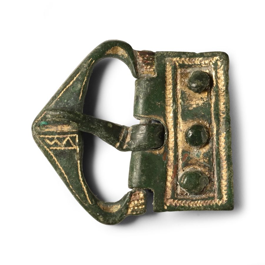 Medieval Gilt Bronze Buckle with Plate