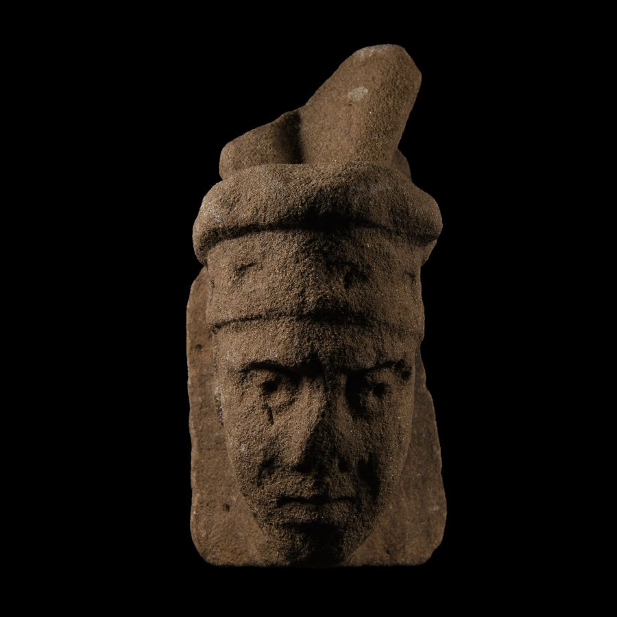 Medieval Carved Stone Head of a Cleric