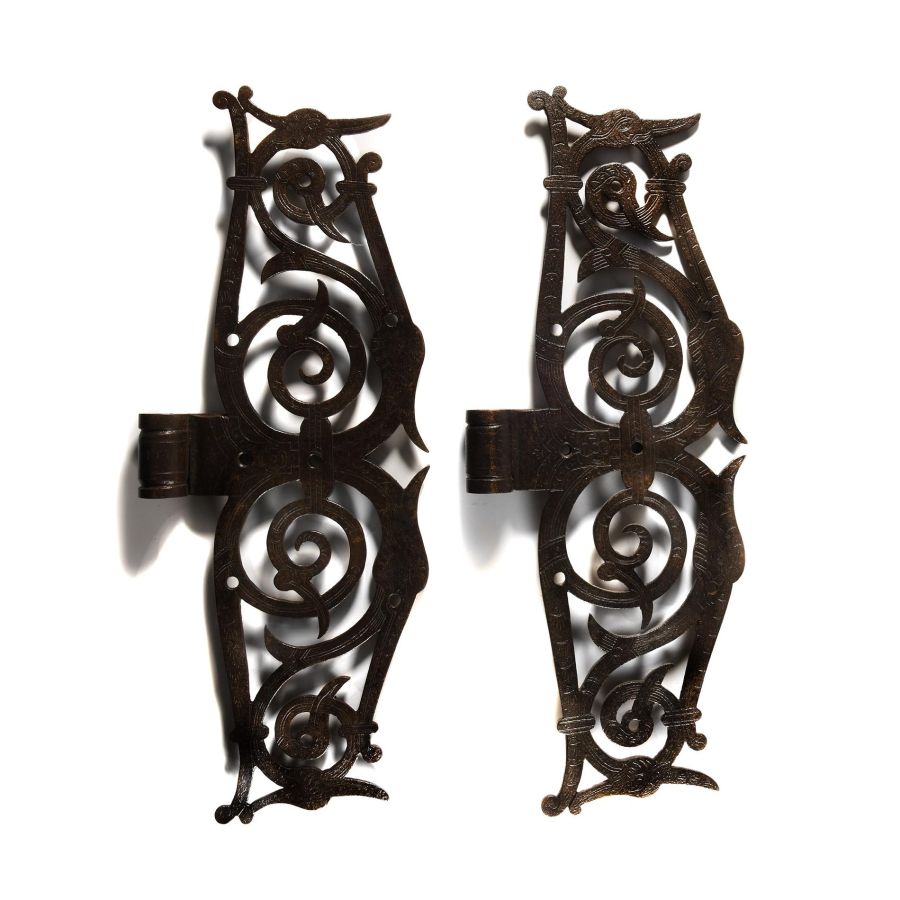 Stuart Period Iron Door-Hinge Pair with Dragons
