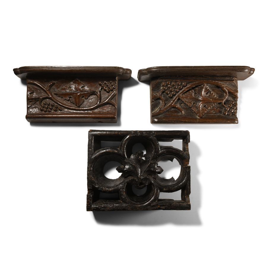 English Carved Oak Panel Group